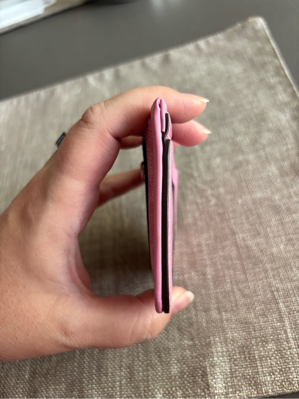 Coach Pink Signature ID Wallet Card Holder with Silver 'C' Accent - Picture 5 of 10